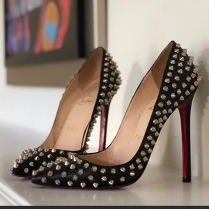 Christian Louboutin Black Leather Pigalle Spikes